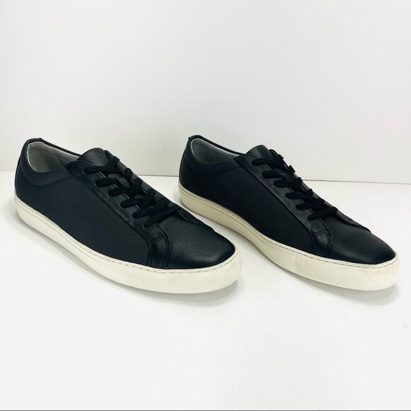 TCG Kennedy Men Sneaker Size 12 Black Premium Leather & Fabric Laced Low Top New - Picture 12 of 16